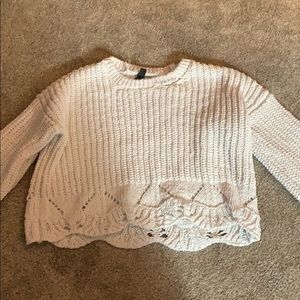 white cropped sweater
